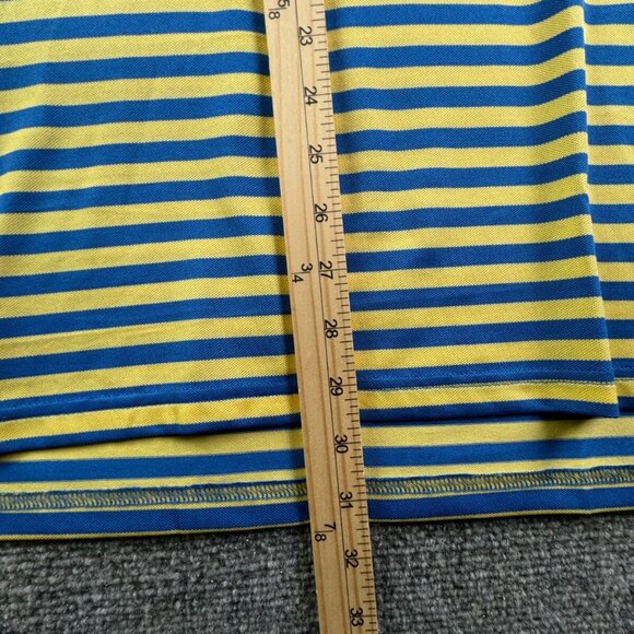 Southern Tide Club Short Sleeve Polo Shirt Blue Yellow Striped Large Men Golf - Picture 4 of 13